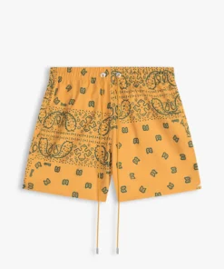 RHUDE SHORTS BANDANA PRINT SWIM TRUNKS