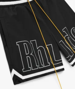 RHPF24SH01016 BASKETBALL LOGO SWIM SHORT BLACK WHITE 3