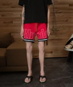 RHPF24SH01016 BASKETBALL LOGO SWIM SHORT RED BLACK WHITE 0828