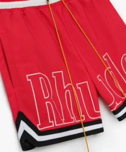 RHPF24SH01016 BASKETBALL LOGO SWIM SHORT RED BLACK WHITE 3