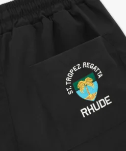 RHPF24SH01862 RHUDE ST TROPEZ CREST LOGO SHORT BLACK 4