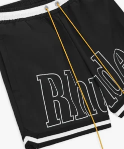 RHSS24SH09845372 RHUDE BASKETBALL SWIM TRUNKS BLACK WHITE 3