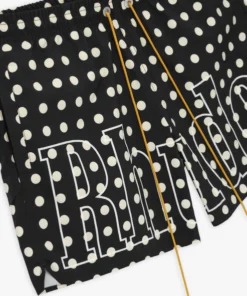 RHSS24SH10016119 RHUDE LOGO POLKA DOT SWIM SHORTS BLACK WHITE 3