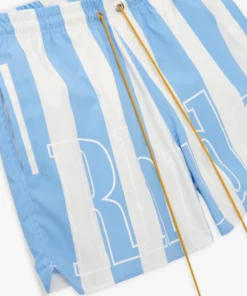 RHSS24SH11320199 RHUDE LOGO STRIPED TRUNKS WHITE LIGHT BLUE 3